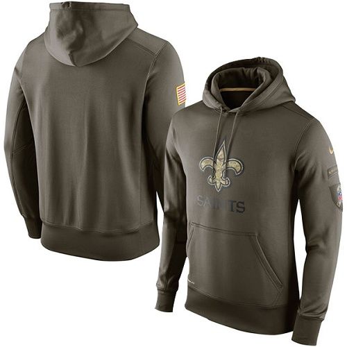 Men's New Orleans Saints Nike Olive Salute To Service KO Performance Hoodie - Click Image to Close